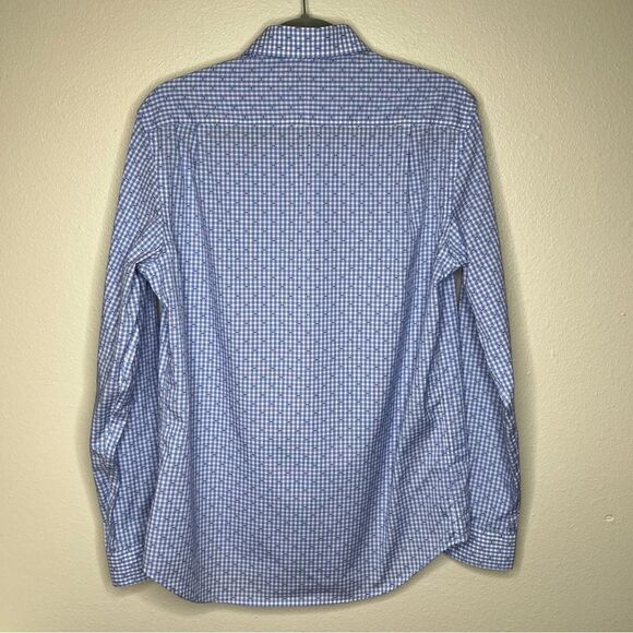 Jos A Bank Blue Textured Long Sleeve Button Front Shirt Men 15.5 - 35 Slim Fit - Picture 6 of 13